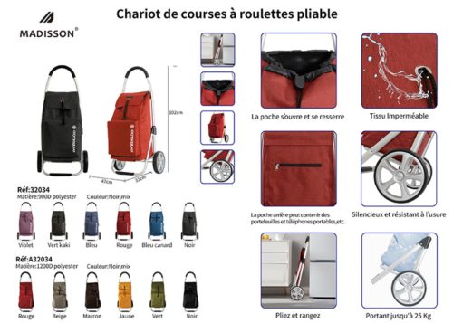 Madisson bevásárlókocsi - Fekete