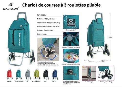 Madisson lépcsőjáró bevásárlókocsi - A22030 Fekete